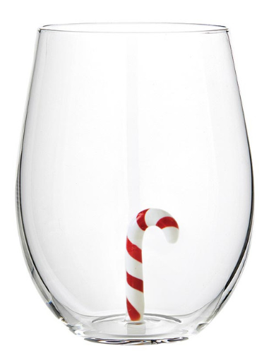 Candy Cane Figurine Wine Glass