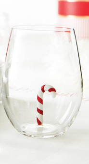 Candy Cane Figurine Wine Glass