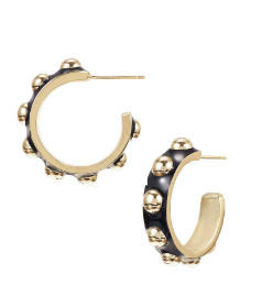 Enchanted Mini Beaded Hoop Earrings in Black/Gold