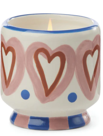 Handpainted "Hearts" Ceramic - Rosewood Vanilla Candle