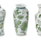 Hand-Painted Green and White Chinoiserie Vases