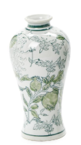 Hand-Painted Green and White Chinoiserie Vases