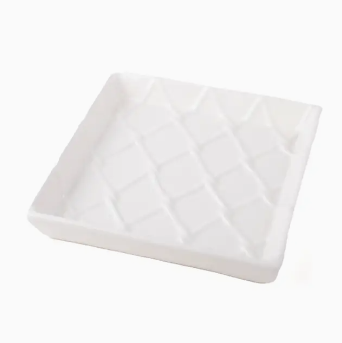 White Textured Beverage Napkin Tray