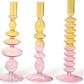 Tie Dye Handblown Glass Candleholders