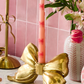 Large Gold Bow Taper Candleholder