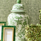 18" Green and White Covered Temple Jar