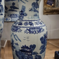 Blue & White Chinoiserie Ceramic Table Vase 18"