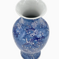 Blue & White Crane & Flowers Chinoiserie Ceramic Vase 14"