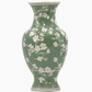 Green Sakura Chinoiserie Ceramic Vase 14"