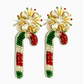 Candy Cane Sparkle Earrings - Red & Green