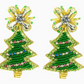 Christmas Tree Sparkle Earrings - Green