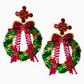 Christmas Wreath with Bow Earrings