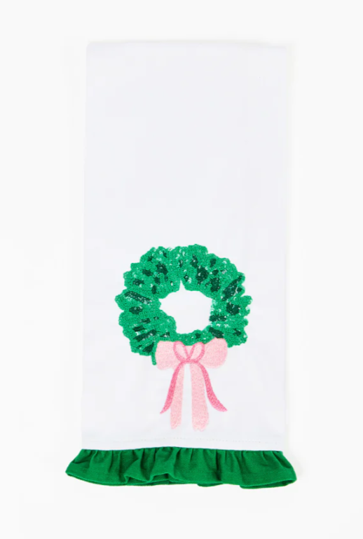 Sequin Wreath Tea Towel