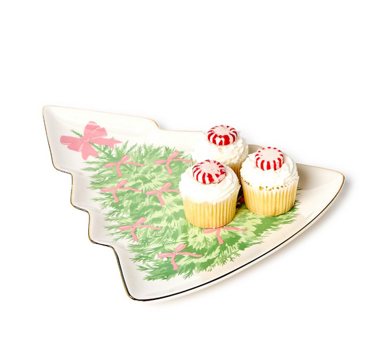 Bow-tiful Christmas Tree Shape Plate