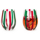 Red & Green Stripe Stemless Wine Glass