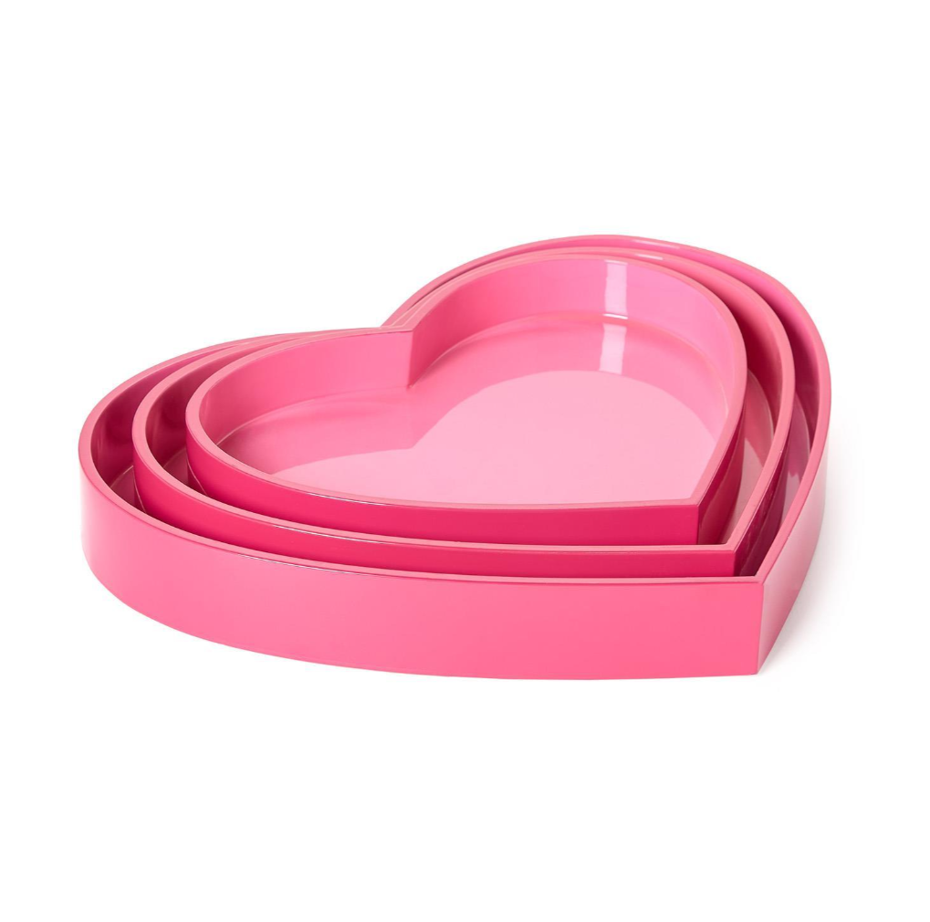 Lacquered Two-Tone Heart Trays