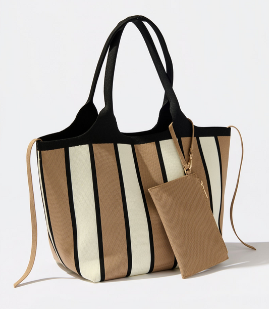 Robbie Tote Camel Stripes