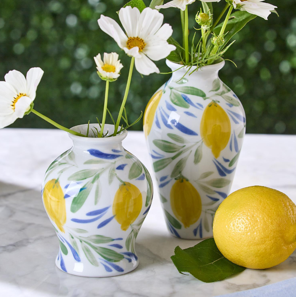 Lemon Grove Hand-Painted Mini Lemon Vases