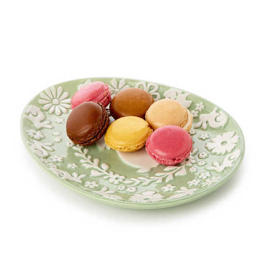 Easter Whimsy Bunny Relief Pattern Egg Shape Plate