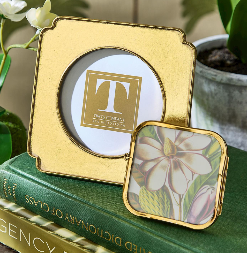Brass and Glass Mini Metal Frames with Antique Gold Trim