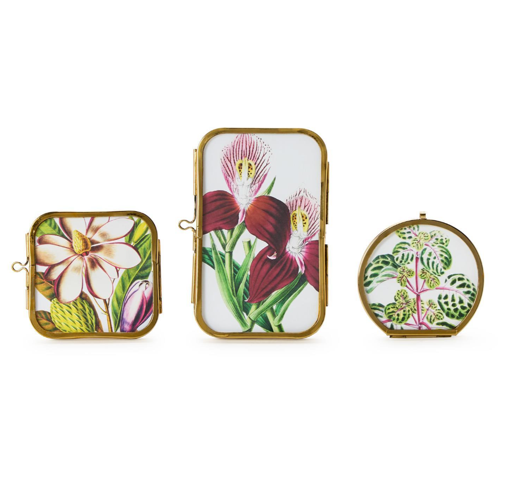 Brass and Glass Mini Metal Frames with Antique Gold Trim