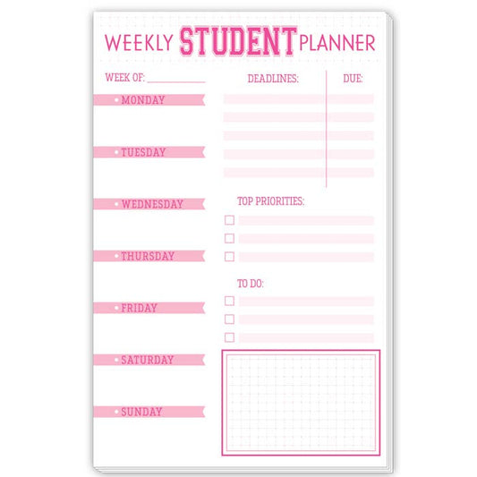 Weekly Student Planner Pink Large Notepad
