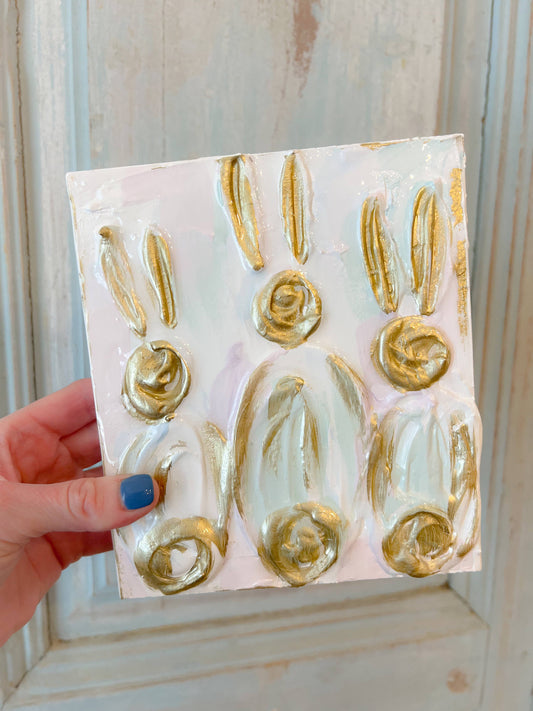 6x6 Group of 3 Hand Painted Bunnies